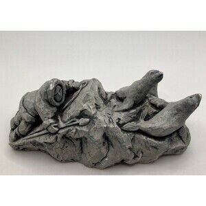 ACE Alaska Native Hunting Seals Glacial Ice Age Hand Crafted Sculpture